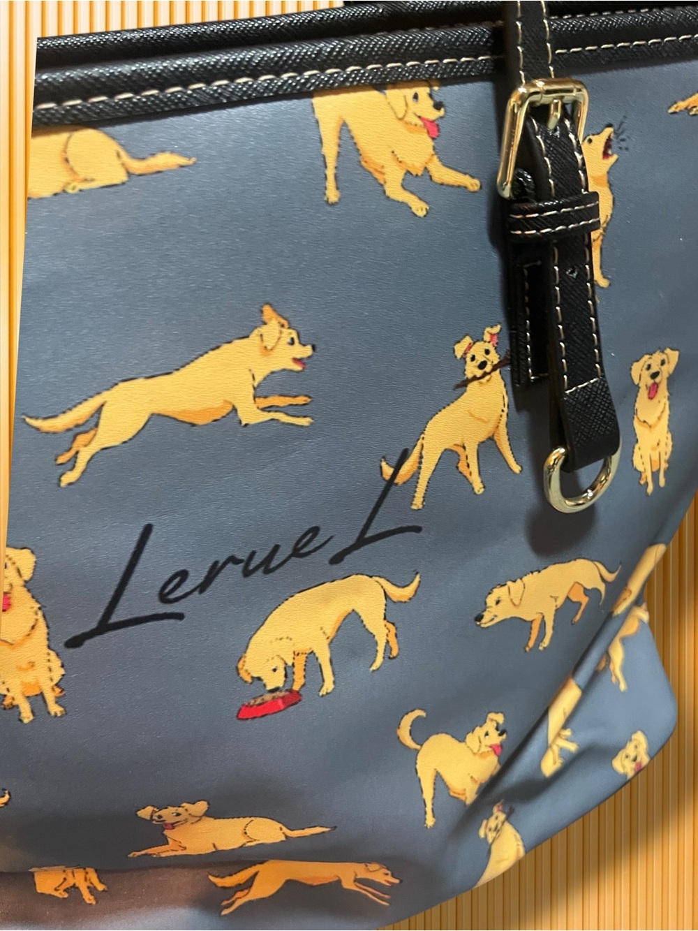 ✨ LerueL Golden Retriever Tote Bag | Cute Dog Mom Shoulder Handbag Blue 🐶 - Picture 13 of 15
